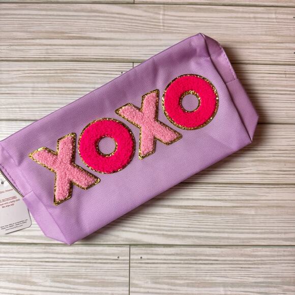Hello Spring XOXO Zipper Pink and Purple  Makeup beauty Accessory Pouch - Picture 2 of 7